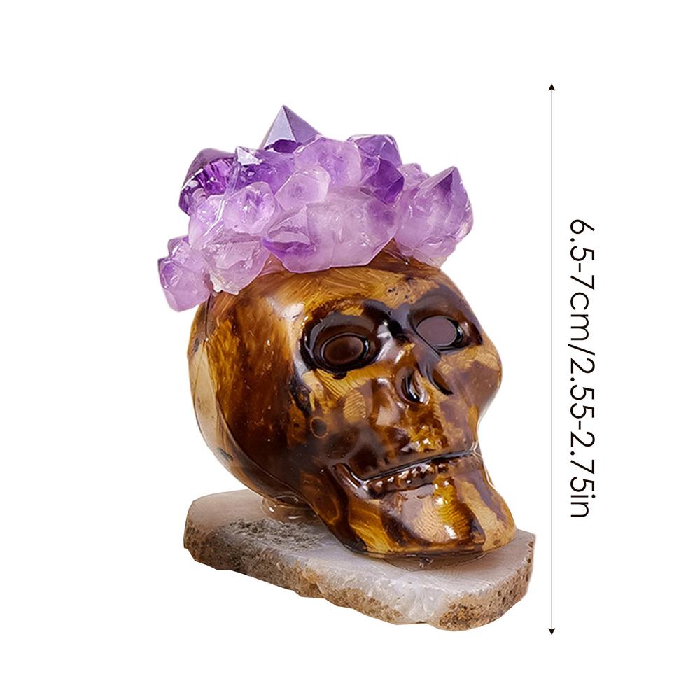Аметистовый Череп Декор Скульптура Человеческого Черепа Товары для Вечеринки Реалистичная Скульптура Хэллоуин Камень Для Уникального Украшения Дома коричневый