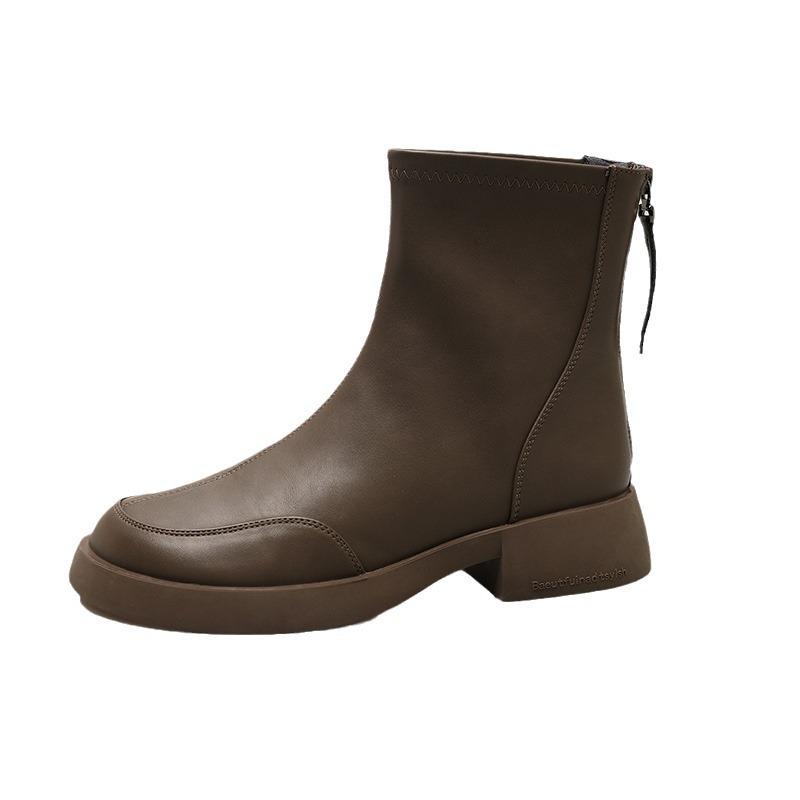 Simple Black British Style Platform Martin Boots Women's 2025 New Autumn and Winter Popular Thick Heel Casual Thin Short Boots