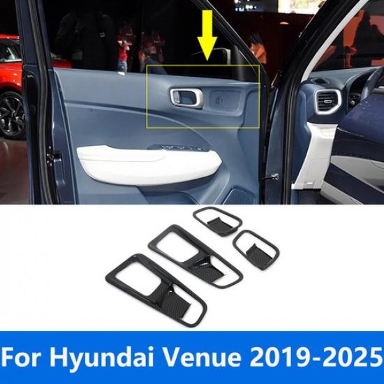 For Hyundai Venue 2019-2025 Carbon Fiber Interior Door Handle Bowl Cover Trim