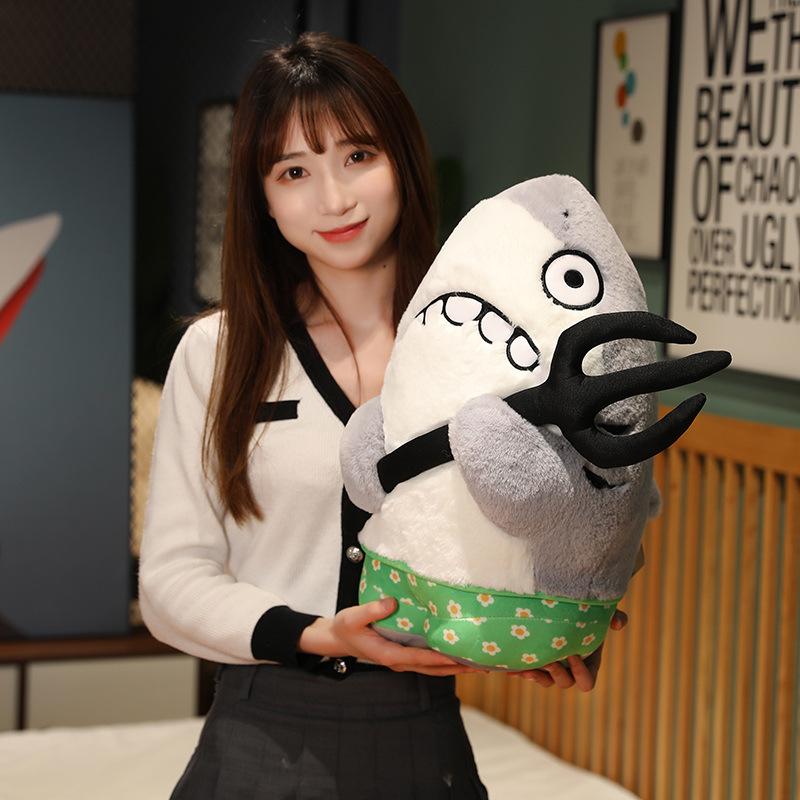 

Новая песчаная скульптура плюшевая кукла креативная акула дыня гомофоническая кукла стебель акула вилка кукла забавная игрушка 45cm