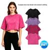 Trendy Loose-Fit Crop Top for Plus-Size - Short-Sleeved Sports T-Shirt