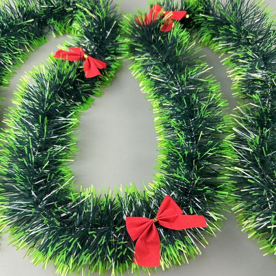 6.5FT Christmas Garland with 6 Pcs Red Bows Artificial Greenery Pine Garland for Mantle Stair Fireplace Home Party Decoration