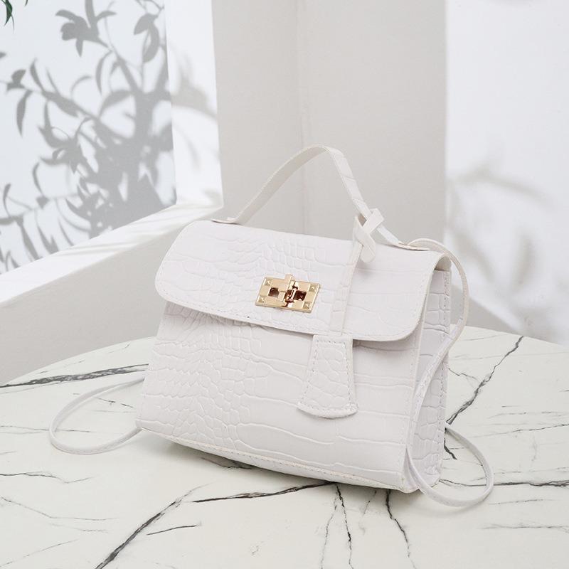 Stone pattern small bag, new fashion women's bag, shoulder messenger bag, retro casual small fresh lock small square bag