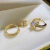 BELLA BOX Korean Fashion Hoop Earrings For Women Stylish Gold Color Accessories With Bling CZ Party Daily Collocation Jewelry