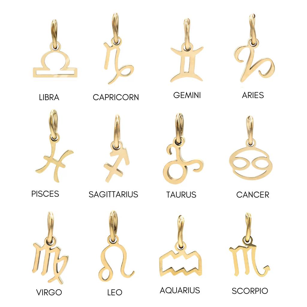 SUNIBI Stainless Steel Star Zodiac Sign 12 Constellation Pendant Accessories for Necklace Women Man Jewelry Gifts