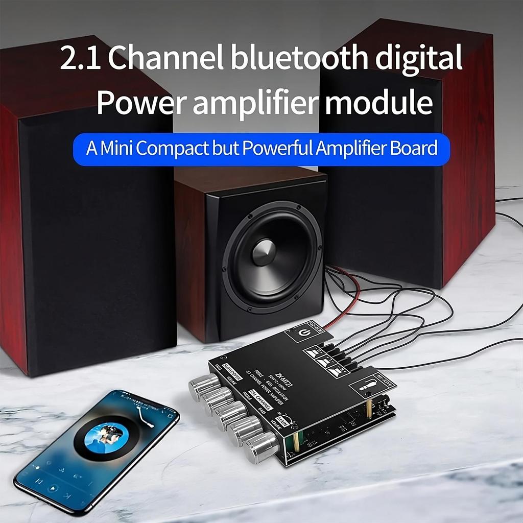 Bluetooth 2.1 Channel Power Amplifier 50W x2 100W Subwoofer 12V 24V Audio Module Bass Treble Control DIY Home Theater