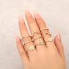 Set Ring, Stylish And Simple Wave Cactus Gold 9-Piece Set Ring Jewelry.