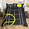 Tennis Court Print Duvet Cover Set,Boys Sports Games Themed Comforter Cover,Yellow Tennis Racket Sporting Equipment Bedding Set