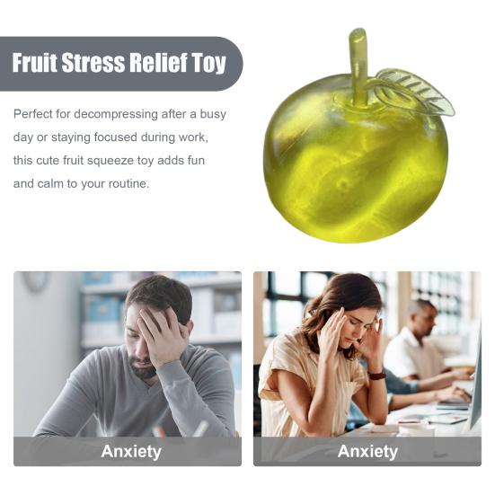 Clear Fruit Squeeze Toy Anxiety Relief Simulated Fruit Stress Ball Focus Aid Relaxation Fruit Sensory Fidget Toy Decompression