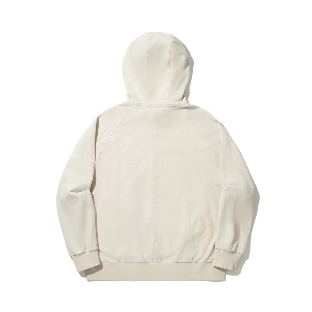 Li Ning X Jackie Chan Collaboration Kung Fu Series Loose Fit Pullover Hoodie Men Hoodies Oatmeal-Gray AWDUB13-3