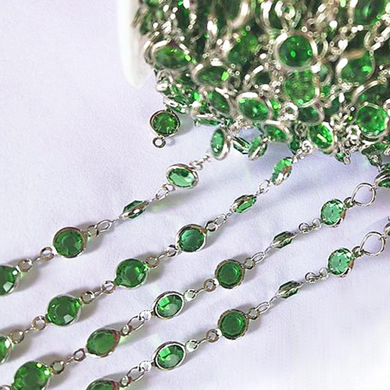 1meter 6mm Colorful Crystal Beads Beaded Chain Glass Bead KC Gold Necklace Chain Accessories for Jewelry Making Crafts DIY