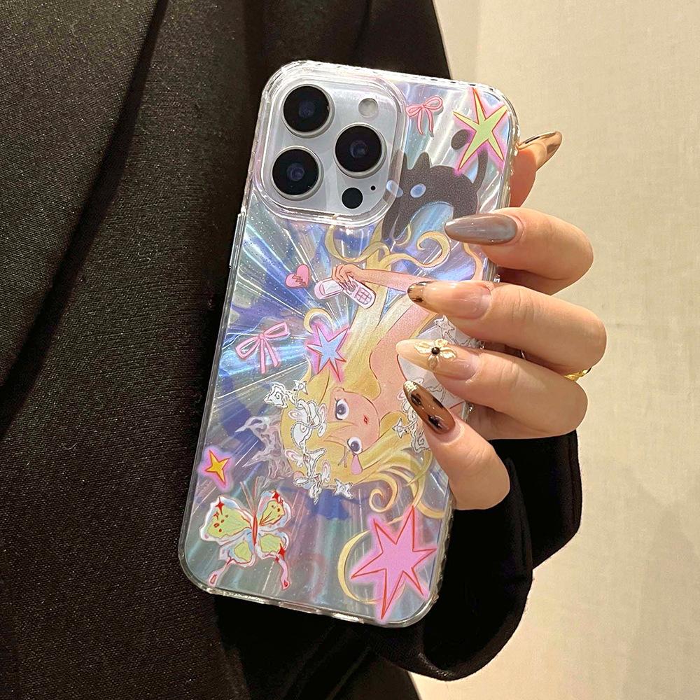 ins wind sweet cool comic girl for iPhone11ProMax mobile phone case Apple 11 aurora case