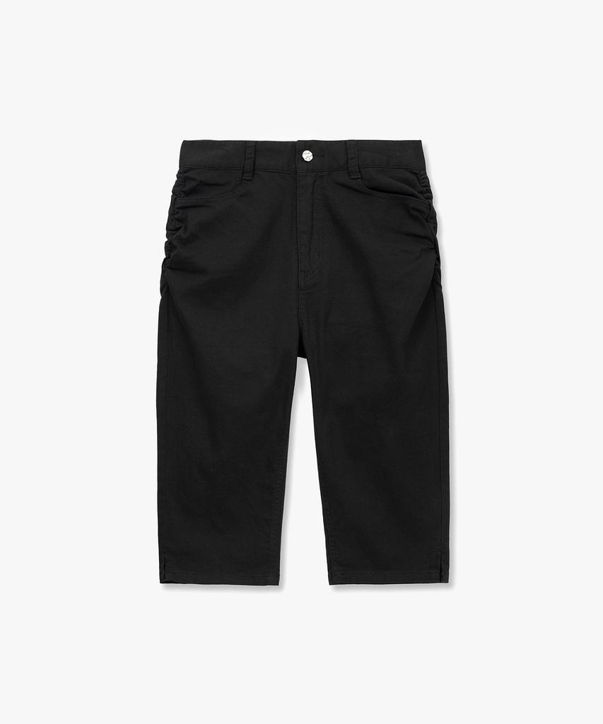 MONGDOL Side Shirred Capri Pants Black Mdpt081Black