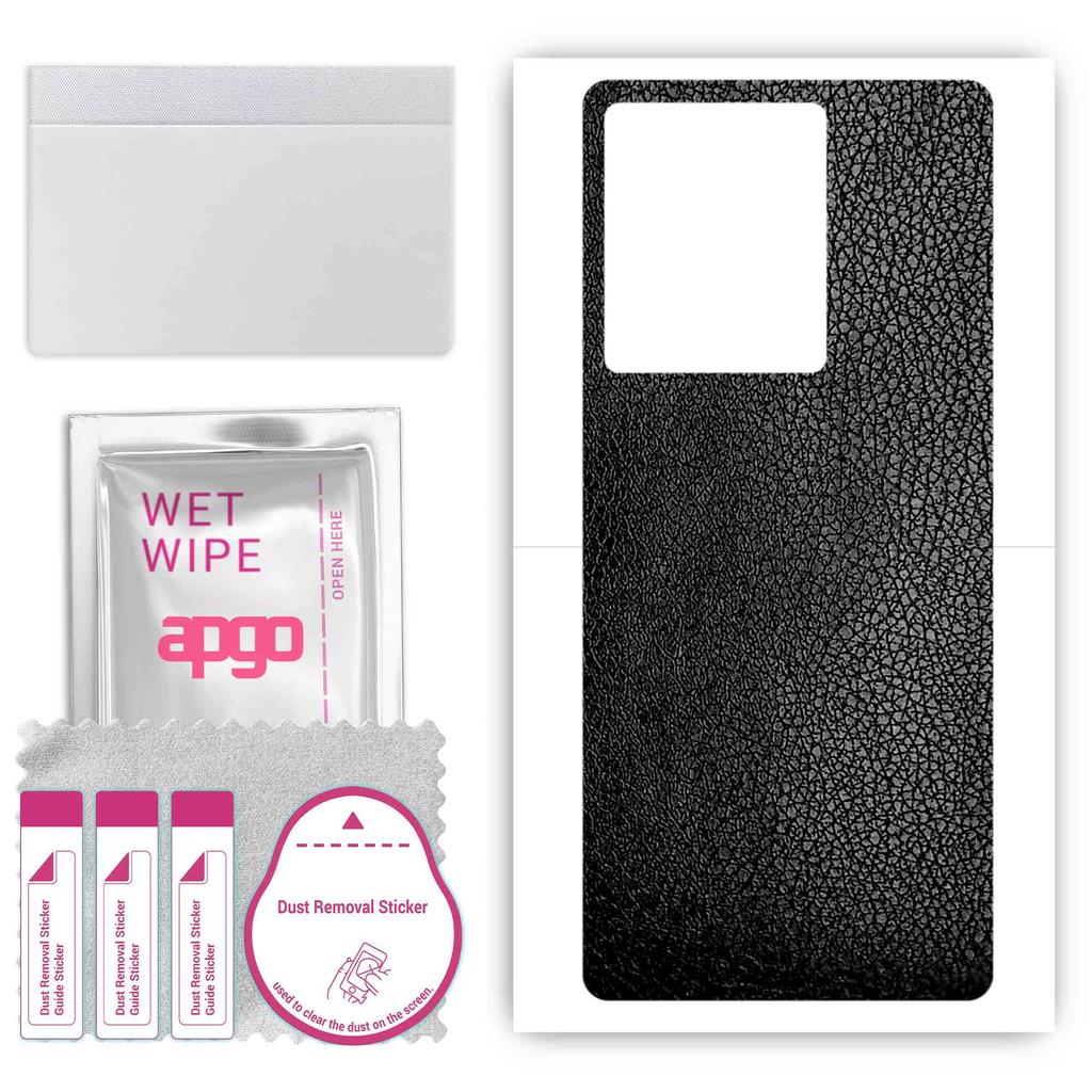 apgo Protective Skin Sticker for the back compatible with Vivo S51e, Wrap Film, Foil, Vinyl - Pattern Black Leather