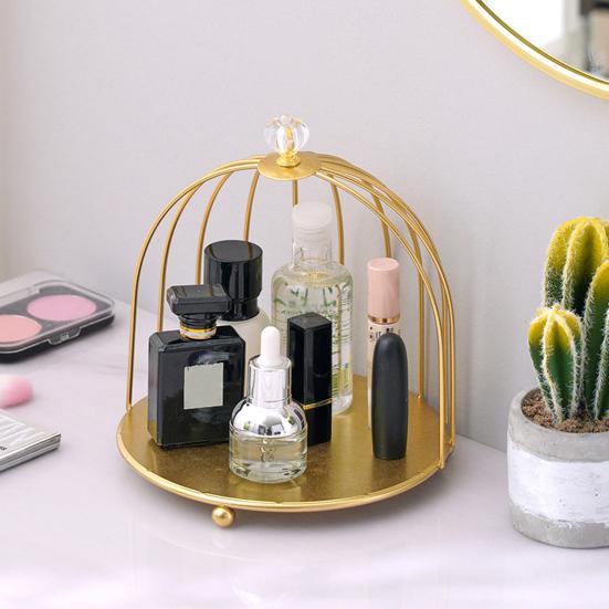Käfigform Make-up-Organizer, große Kapazität, hohl, dekorativ, elegant, glänzend, Kosmetikhalter, Haushaltsbedarf