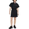 Nike Solid Color Logo Micro Mark Casual Stand Collar Short Sleeve Dress Women Dresses Black DM6197-010