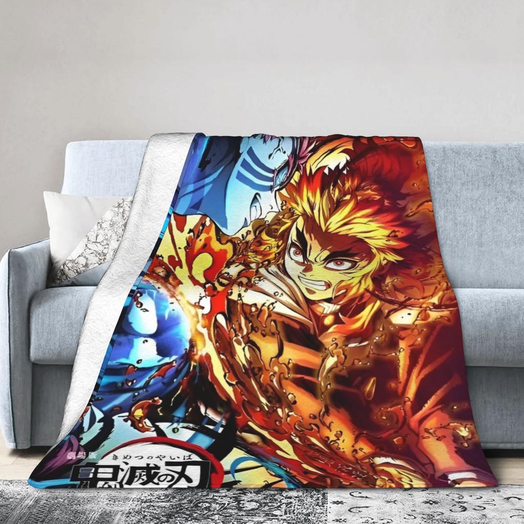 Kimetsu No Yaiba Zenitsu Anime Blanket  Flannel Vintage Warm Throw Blankets for Chair Covering Sofa Decoration