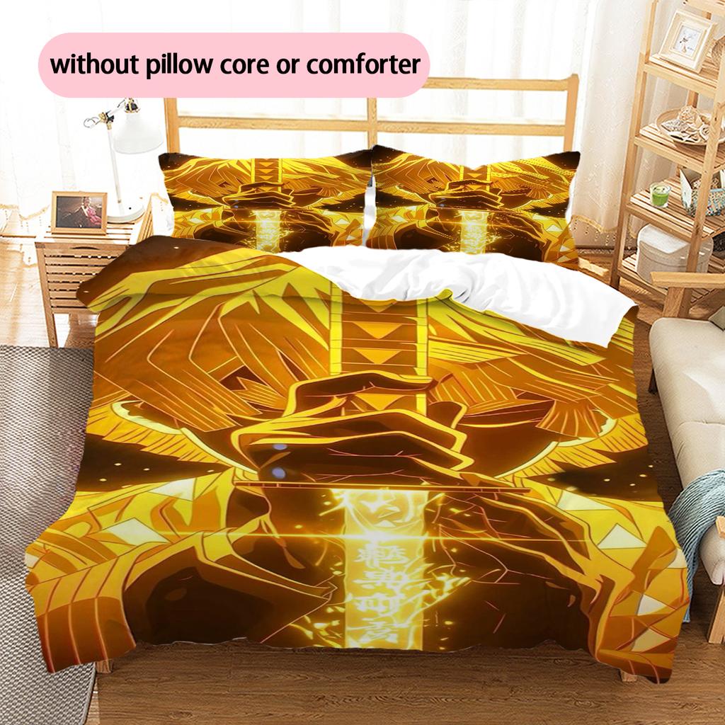 Conjunto de Colcha com Padrão de Desenho Animado Capa de Colcha Fronha Decoração de Casa Presente de Aniversário (1 capa de edredom + 2 fronhas, sem enchimento.)