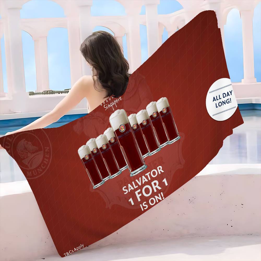 Deutsches Bier p-Paulaners Mikrofaserdecke Schnelltrocknende Strandtücher Übergröße Druck Super Saugfähige Poolhandtuchdecke
