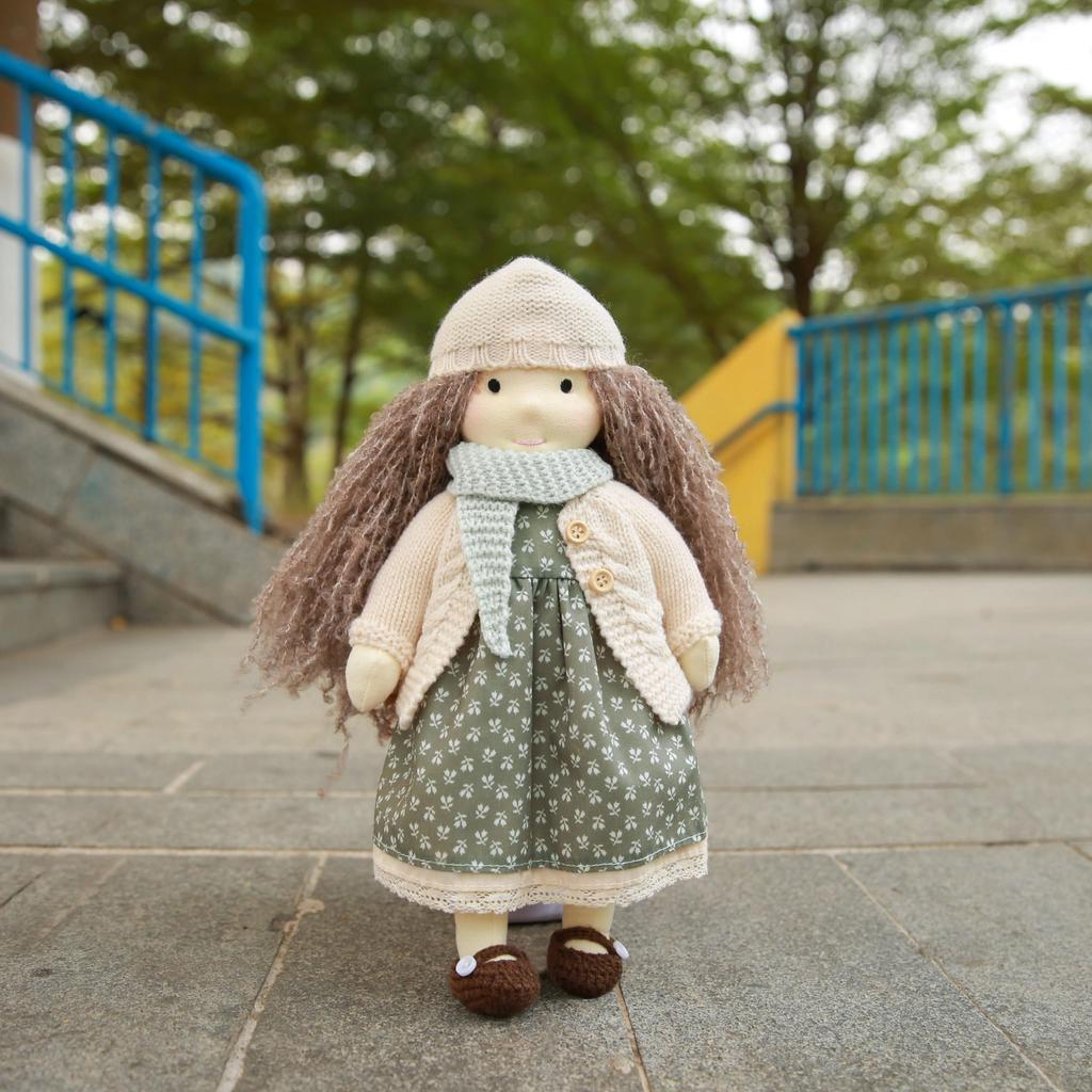 BlissfulPixie Waldorf Handmade Lenka Cute Plush Girl Perfect for Kids Doll, Doll, 30cm, Soft, Doll,