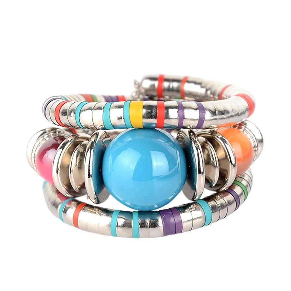 New Alloy Snake Bracelet Stacking Gold Color Multi Layer Bracelet Silver Color Punk Three Layer Bangle Jewelry Accessories