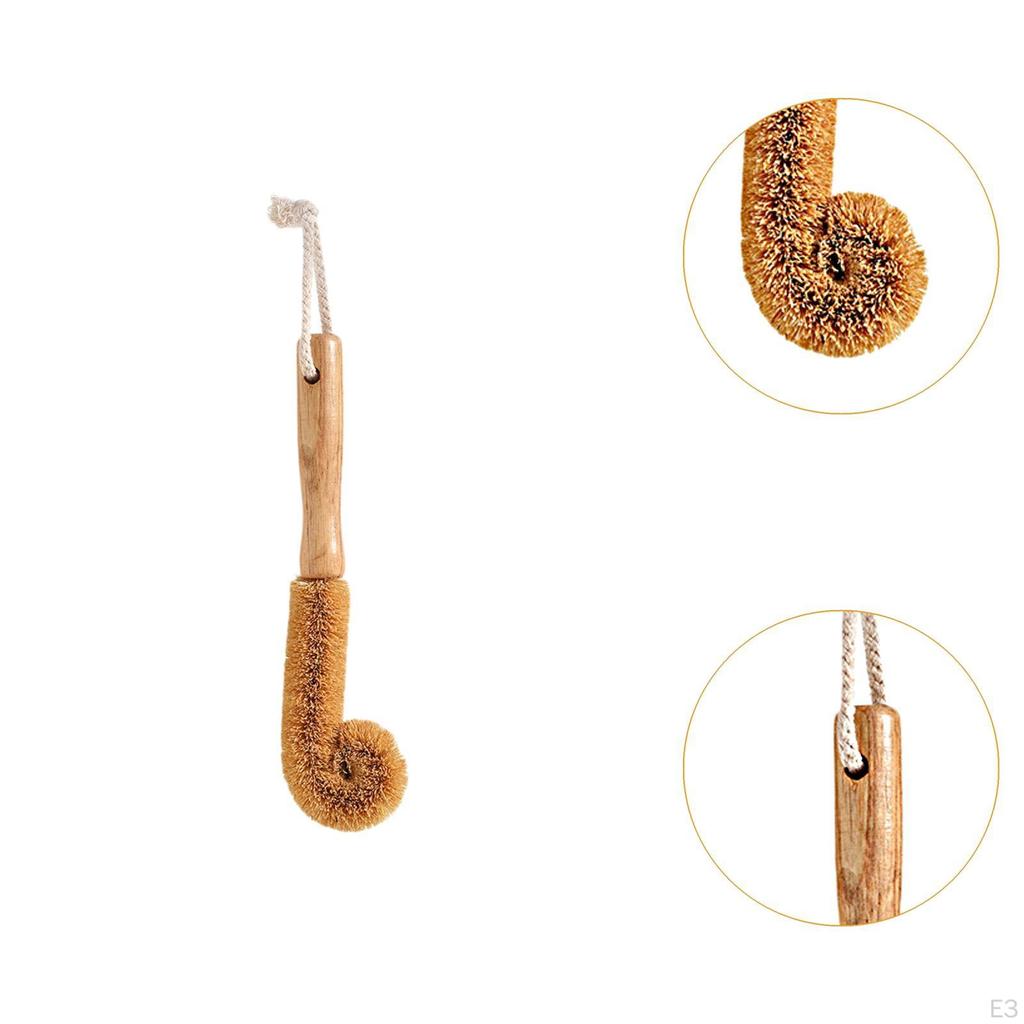 Coconut Fibers Brush Bottle Scrubber Multifunctional Handheld Portable Cup Cleaner with Wooden
