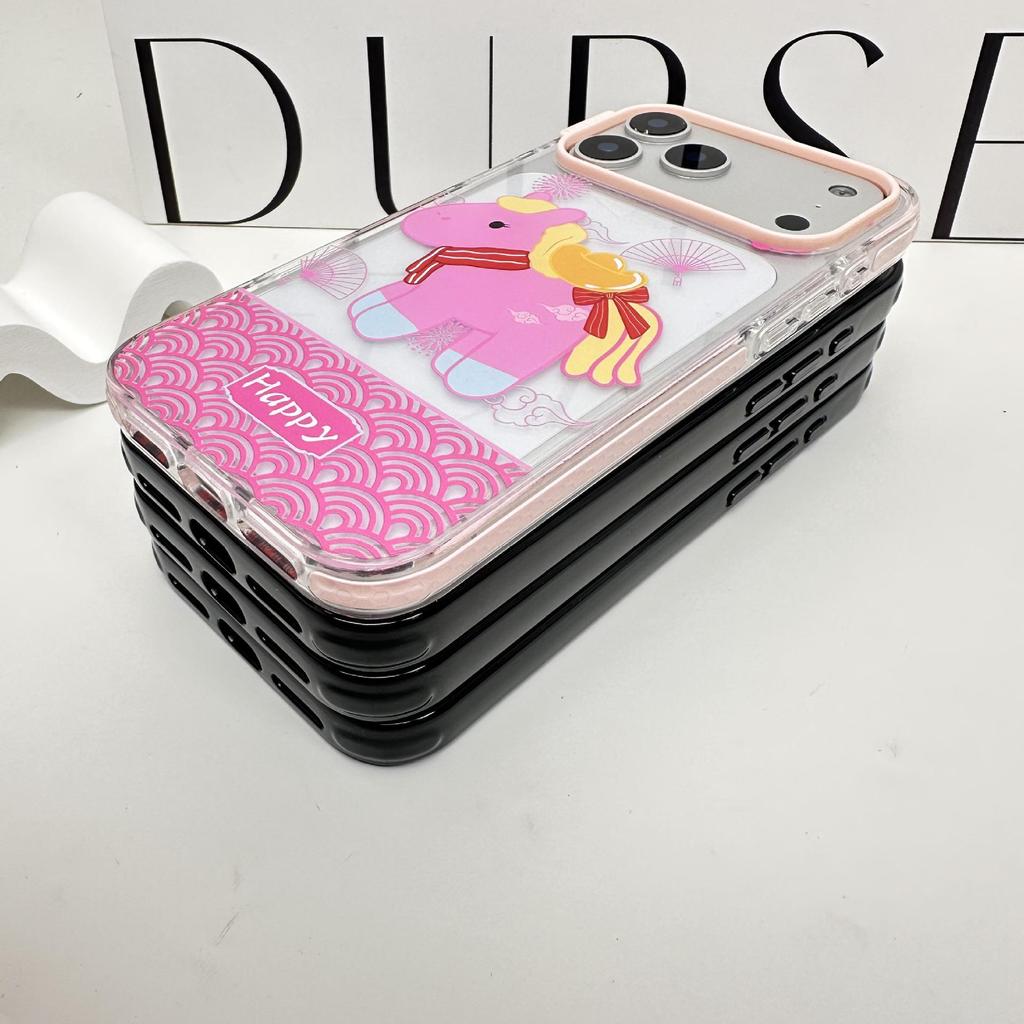 Trendy Energetic Cartoon Horse Case for iPhone 17 Pro Max/16 Pro - Anti-Fall Protection