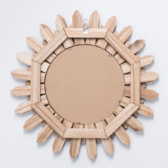 Rustic Wood Sunflower Decoration Wall Mirror Flower Wood Frame Hanging