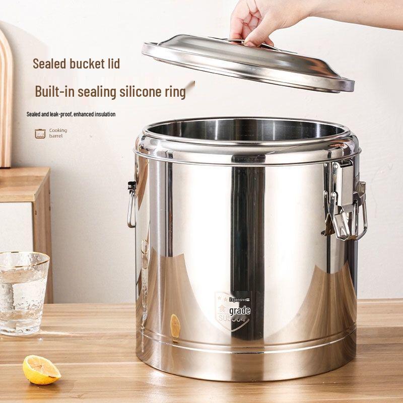 Stainless Steel Insulated Bucket with Spout for Ice, Rice, Soup, Tea, Hot Water, and Soy Milk
