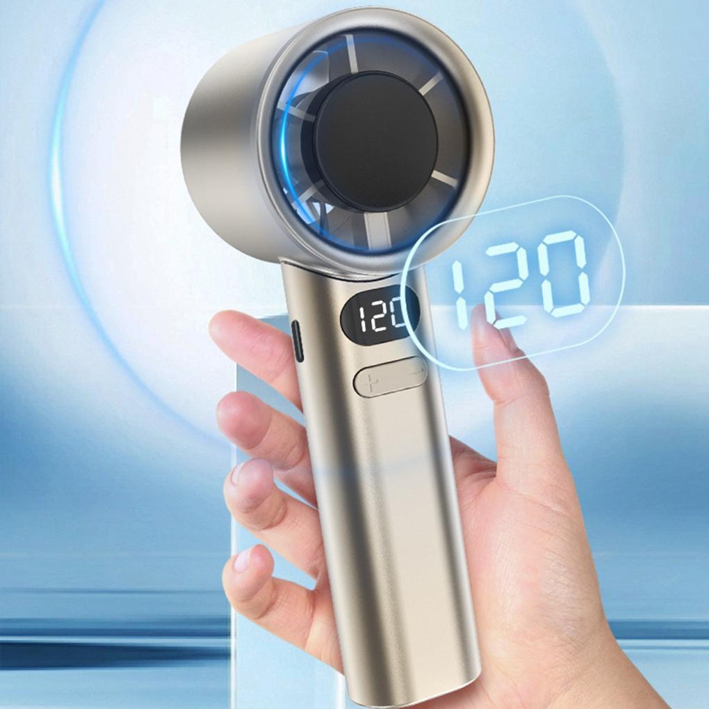 120 Wind Speed Mini Bladeless Handheld Fan With LED Air Volume Digital Display Portable Handheld Fan