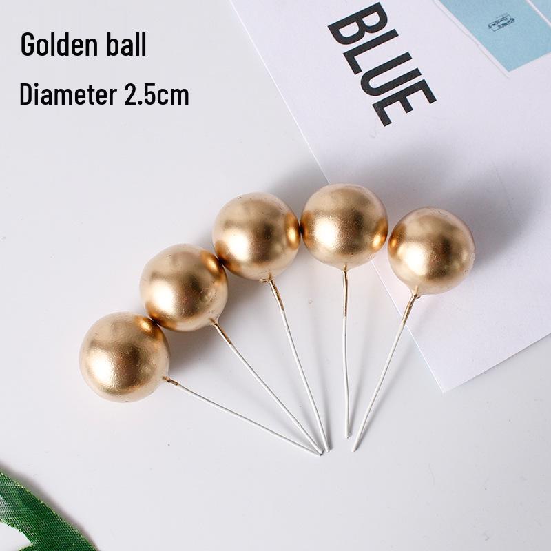 Golden and Silver Ball Cake Decorations with Colorful Birthday Insert Card