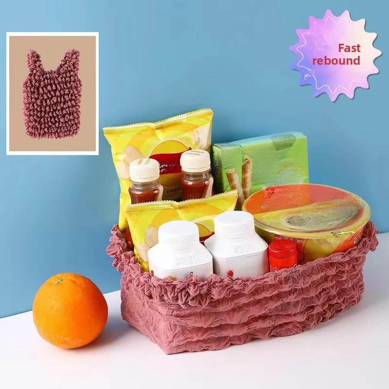 Women Expandable Shopping Bag Wrinkle Bubble Puff Multi Purpose Large Capacity Elastic Shopper Eco-Friendly Large Storage Case