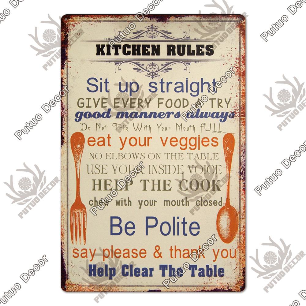 Putuo Decor Kitchen Slogan Vintage Tin Sign Plaque Metal Wall Art Stickers Cafe Kitchen Home Dinner Room Retro Poster Plate