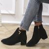 Comemore Spring Autumn Suede Ankle Boots Women Solid Color Zipper Woman Shoes Metal Decoration Pointed Toe Short Botines