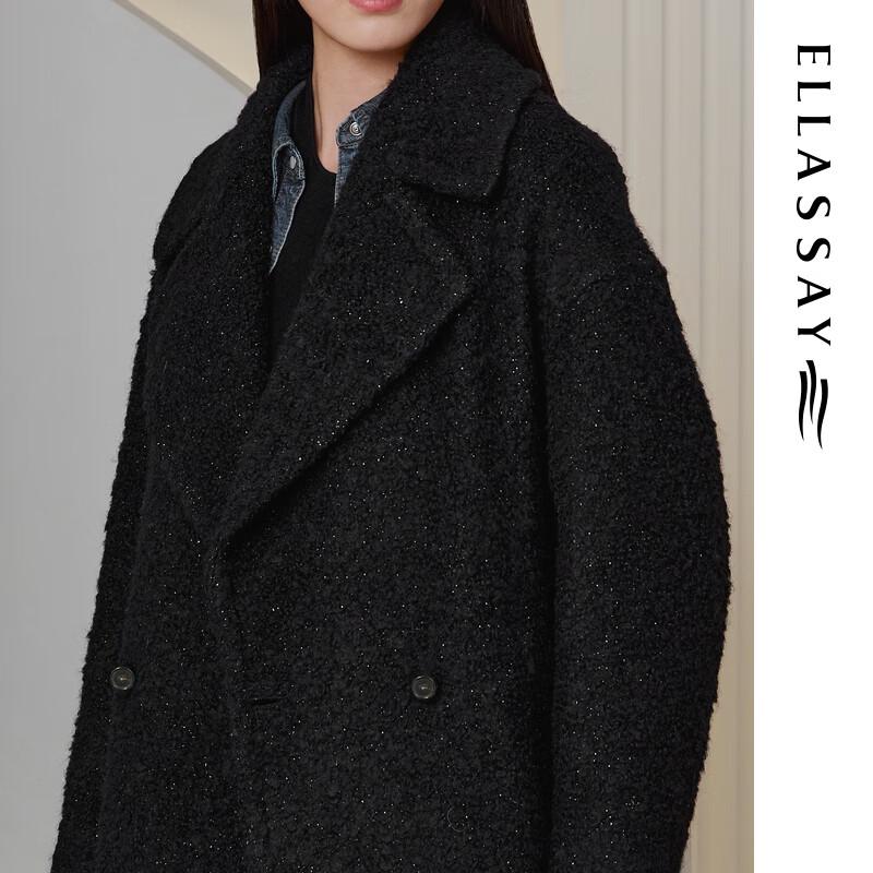 ELLASSAY Women's Shimmer Wool Blend Straight Coat