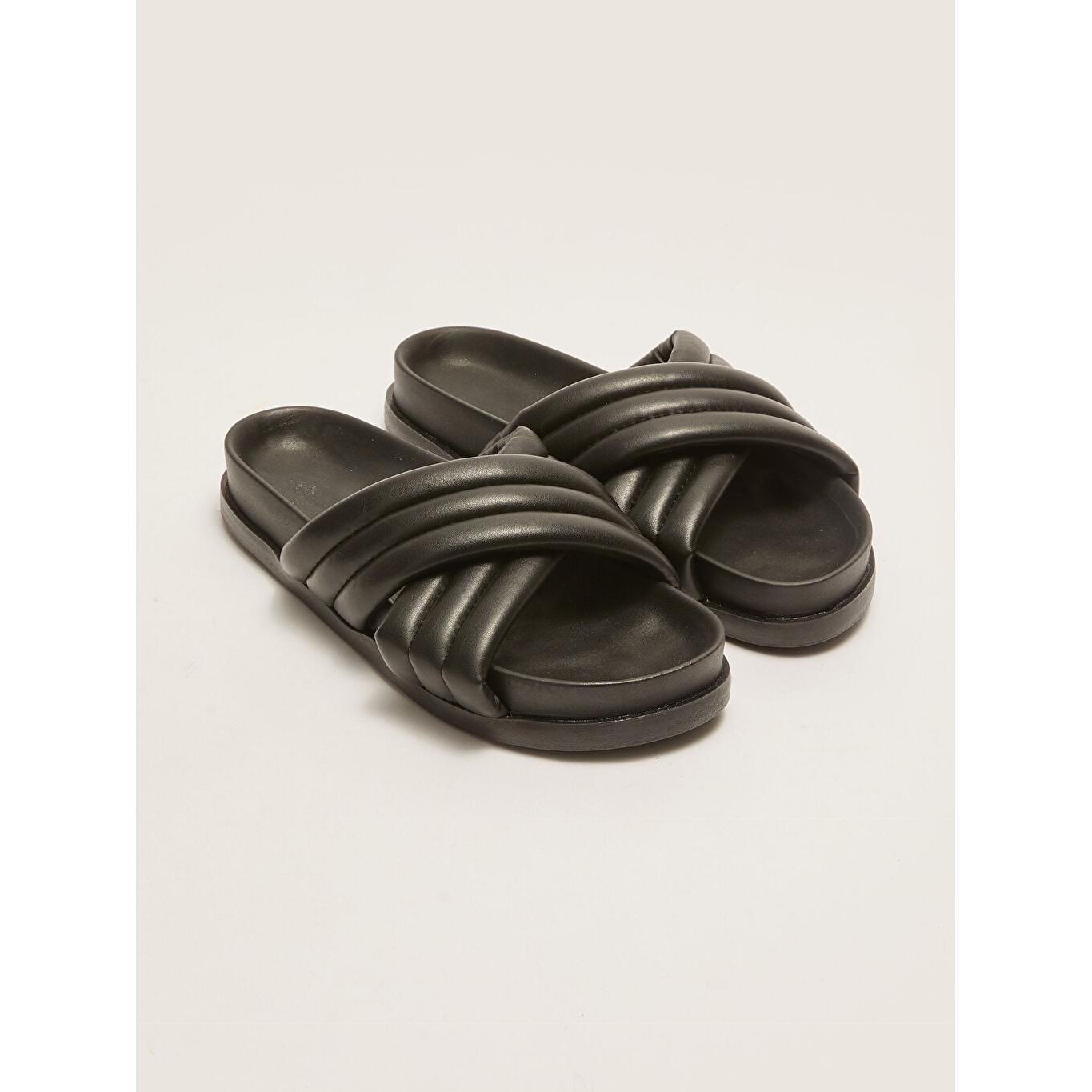 

Женские тапочки с перекрестными ремешками, черные