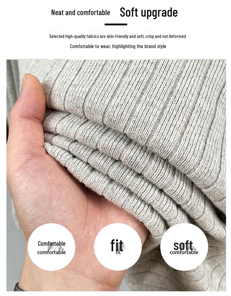 Męski sweter dzianinowy z długim rękawem, gładki, 2025: Wysokiej klasy koszulka polo business casual na wiosnę i jesień