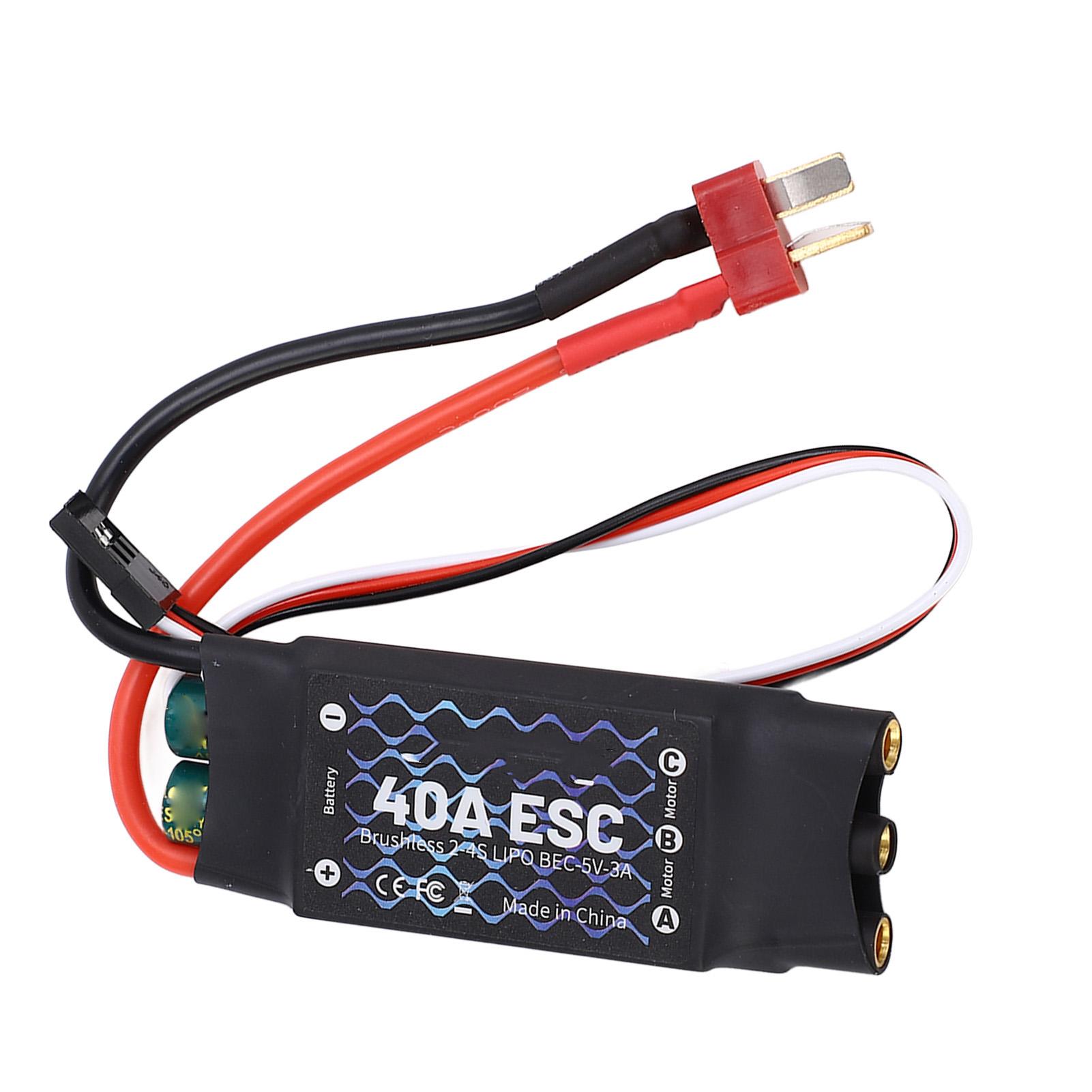 

40A Brushless ESC 24S 5V 3A BEC Electric Speed Controller with Male T Plug for RC Fixed Wing Aircraft for F450 Quad Rotor Drone