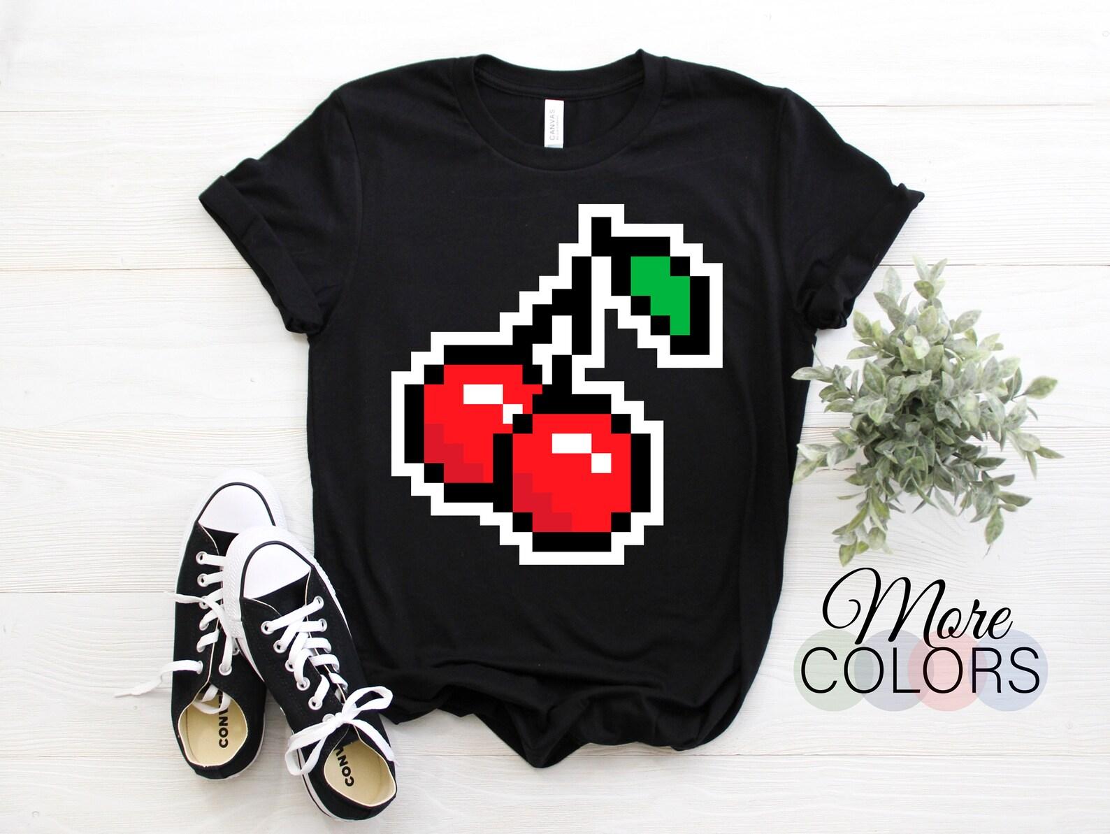 Pixel Cherries 80s Video Game Halloween Costume Easy Group T-Shirt, perfect For Boys Girls Cool TShirt, Funny Family Friends Outfit Shirts, 120