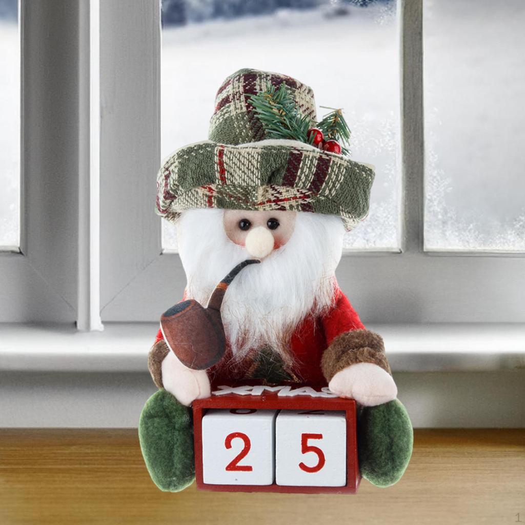Calendrier de l'Avent en Bois avec Figurines et Poupées pour la Saison de Noël