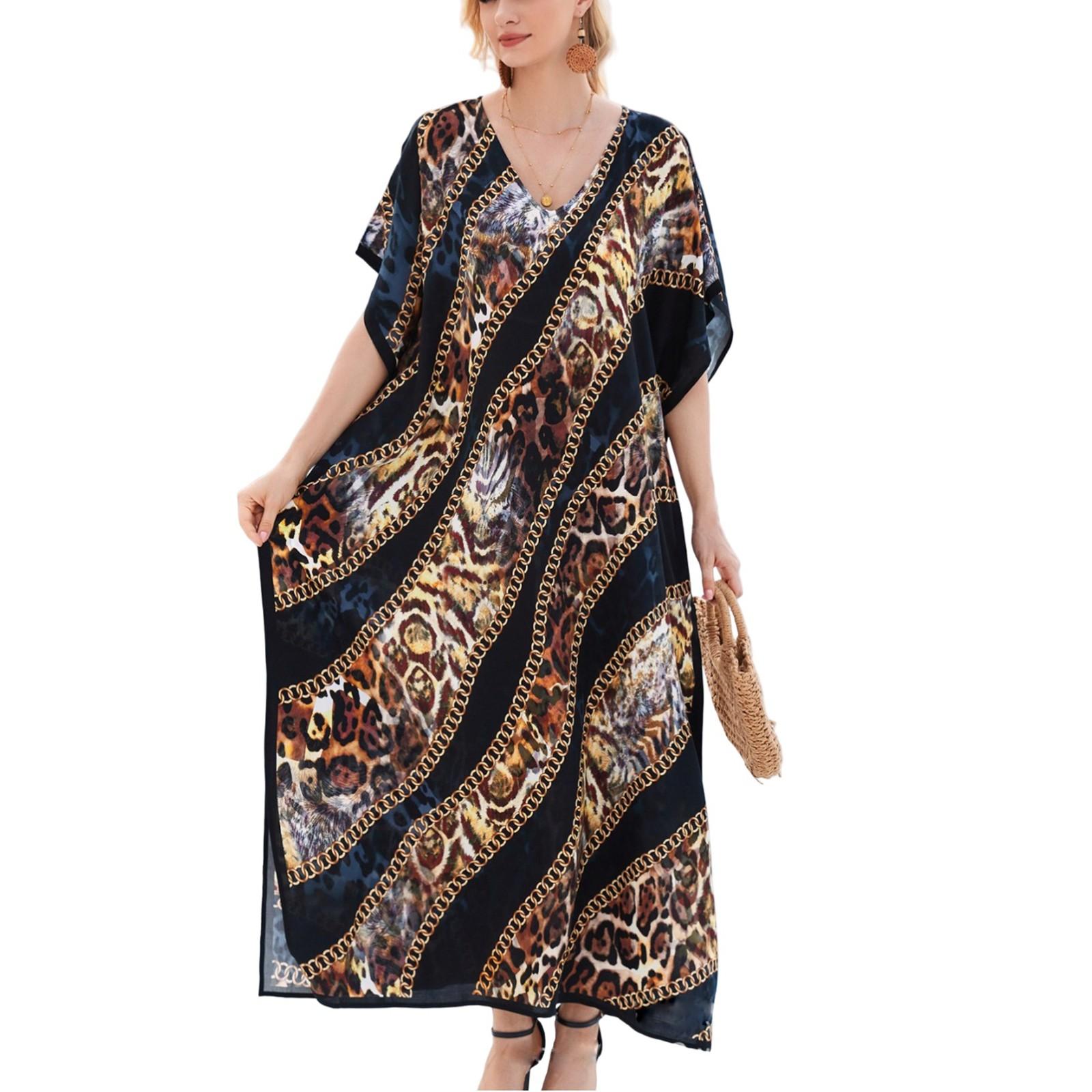 

Пляжная накидка с красочным цветочным принтом, свободный халат для отдыха, бикини, рубашка от солнца One Size коричневый