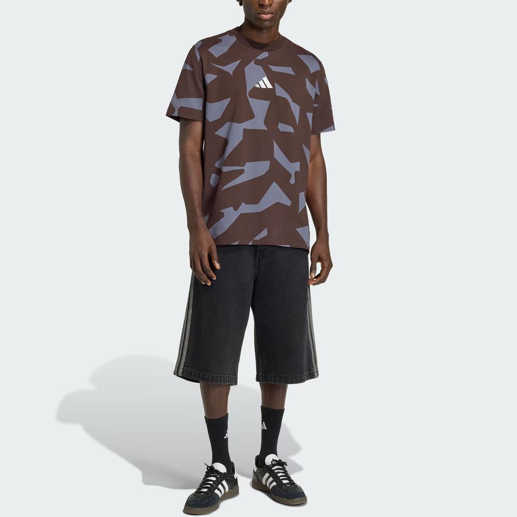 Adidas AMG Camo Cotton Knit Loose Short Sleeve Racing T-Shirt Men Tops KQ8353