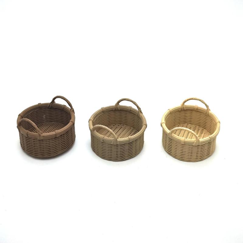 1Pcs Handmade Fashion Hand Woven Basket Miniature Dollhouse Simulation Vegetable Basket DIY Vine Woven Basket For Doll Accessory