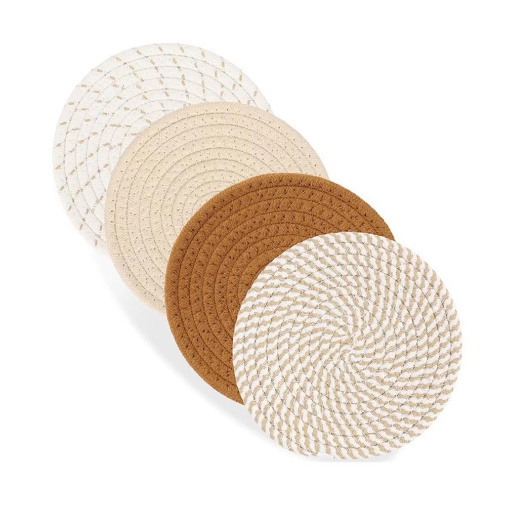 4 Stück 18-33cm Untersetzer für heiße Gerichte Große gewebte Topflappen Getränkeuntersetzer Arbeitsplattenschutz