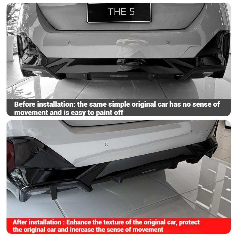 1 Pair Bright Black Car Rear Bumper Protector Spoiler Lip Splitter Trim For BMW 5 Series I5 G60 2024  Body Guard Kit Accessories