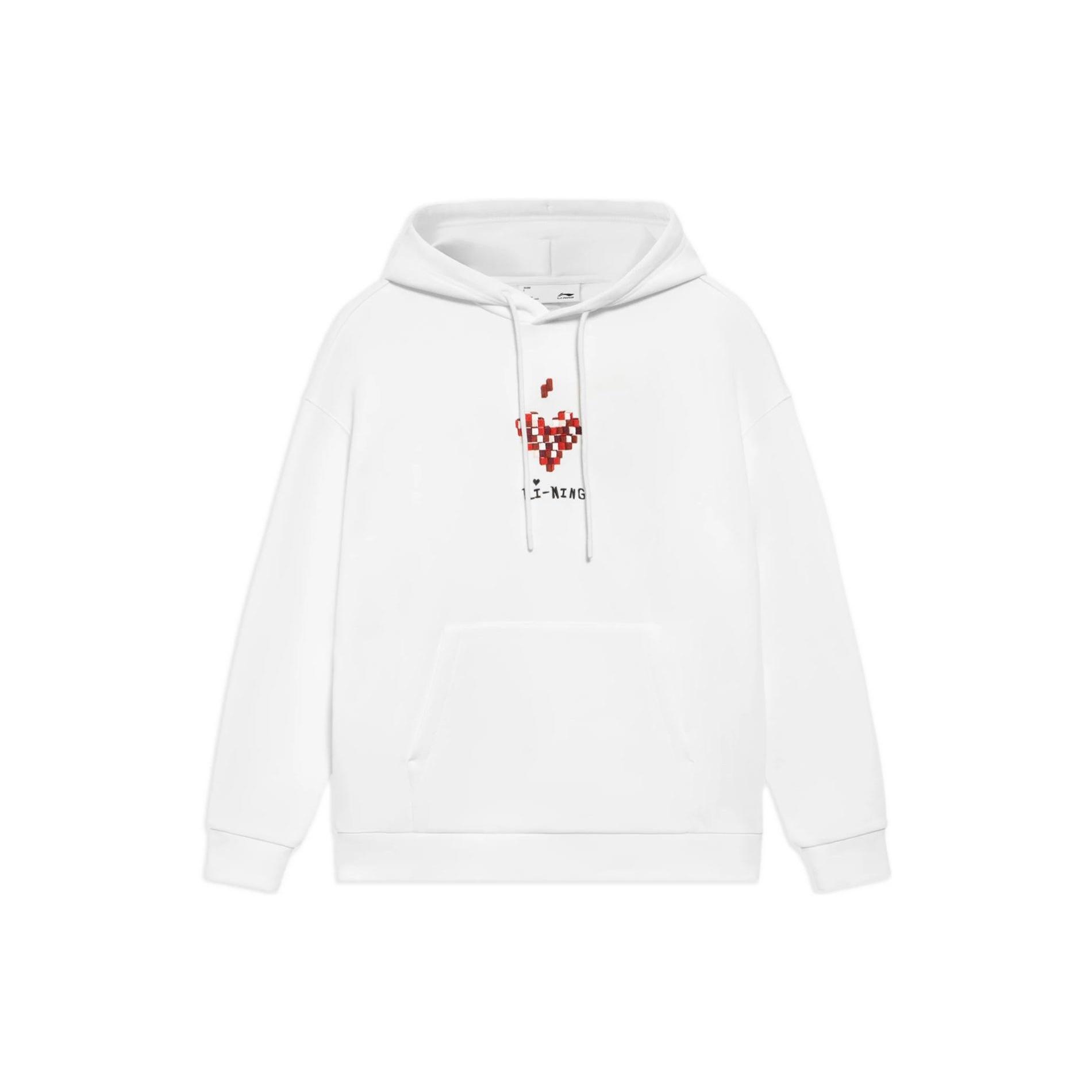 Li-Ning Sports Fashion Series Casual Hoodie  White Red  Unisex AWDS593-1 XXXL