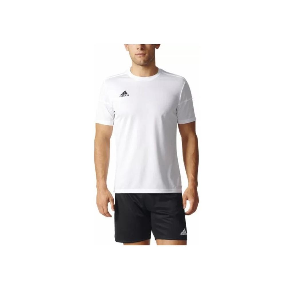 Adidas Round Neck Logo Print Straight Short Sleeve Regular T-Shirt Men Tops White BJ9176