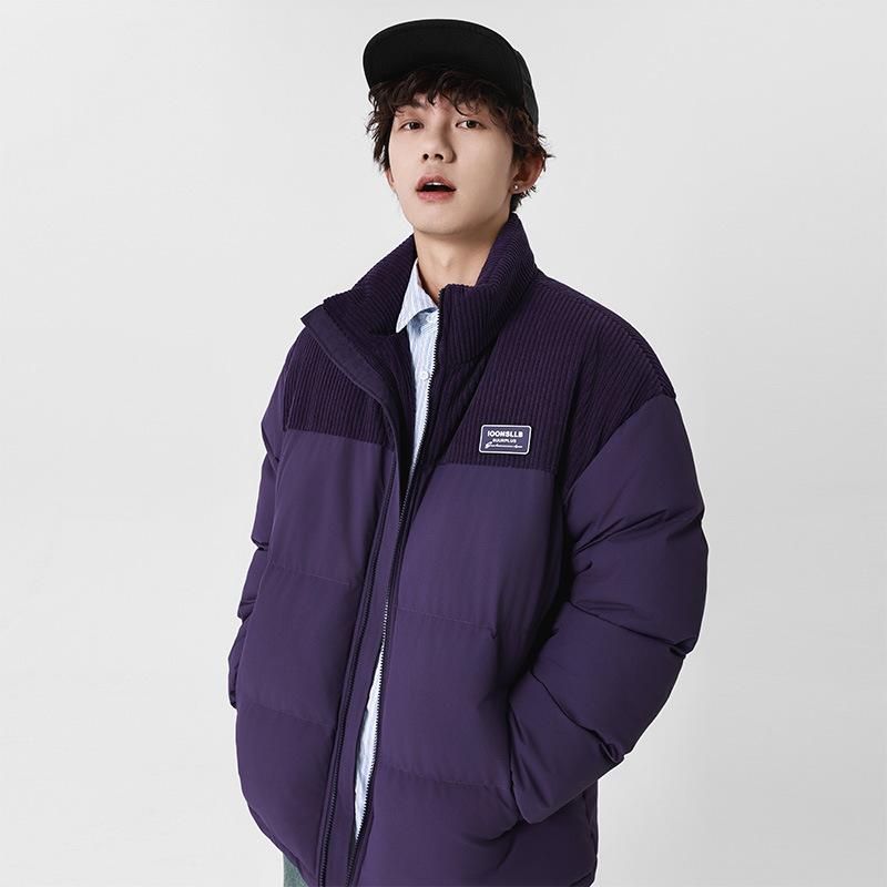 Contrasting Color Splicing Stand-up Collar Cotton Clothes Men's Winter Korean Down Cotton Clothes Early Spring Couples