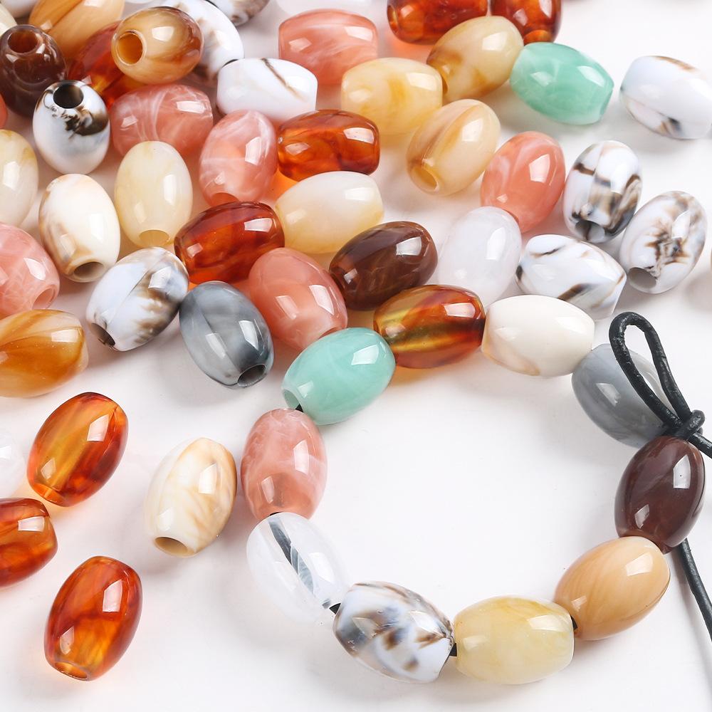 Perles Seau Ovales Acryliques Bicolores Perles Gros Trou Coussin de Siège Auto Bracelet Perlé Collier Accessoires de Bijouterie DIY
