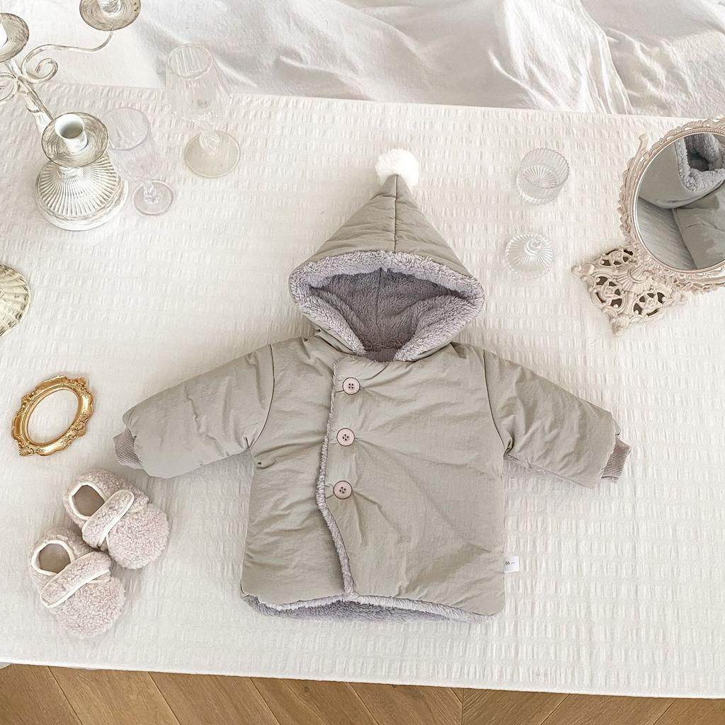 Baby Coat 2025 Winter New Cotton Baby Girl's Hooded Coat Plus Velvet Warm Hooded Jacket Coats